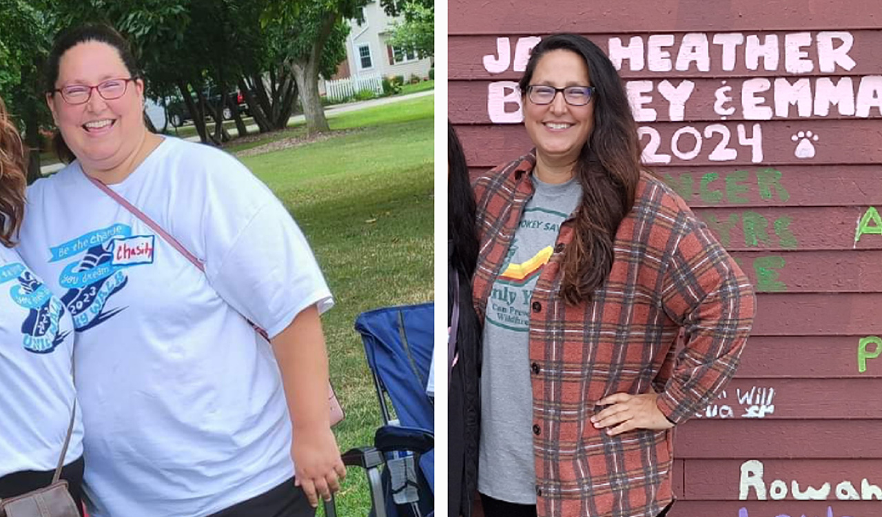 Before and after photos of Chasity’s Weight Loss Success