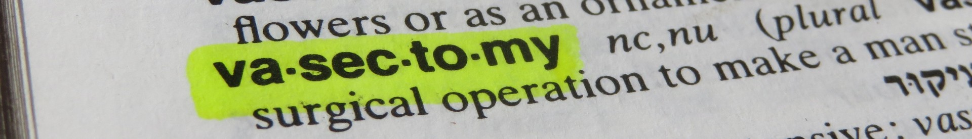 the word vasectomy highlighted in a dictionary